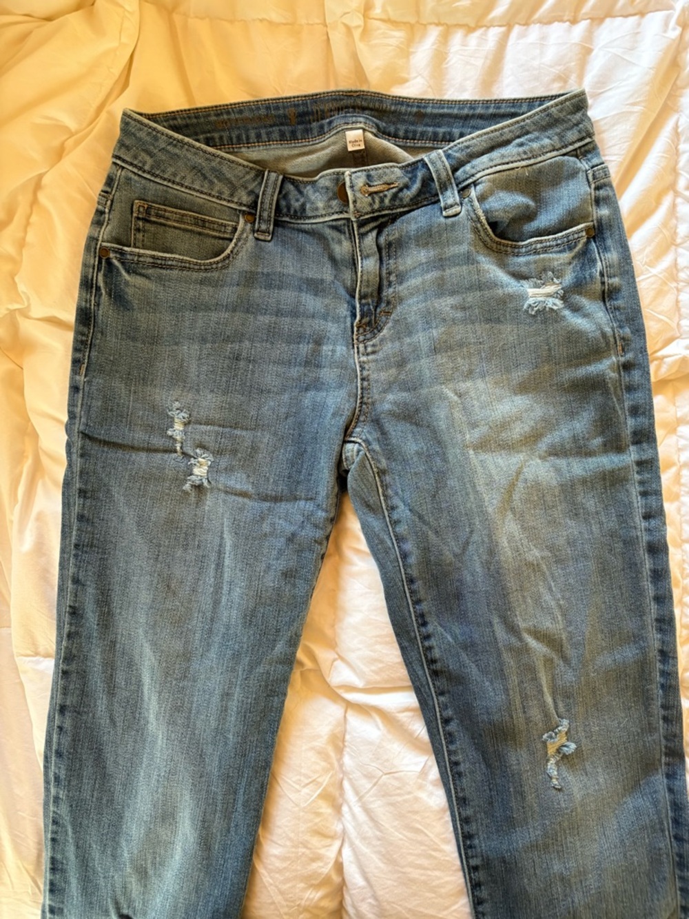 Jennifer Lopez Light Blue Distressed Boyfriend Jeans